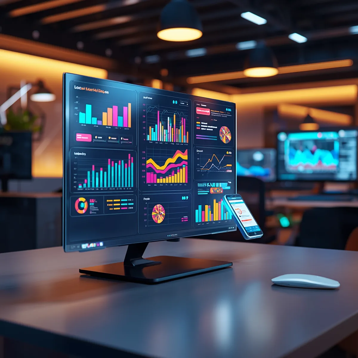 A social analytics dashboard on a desktop monitor